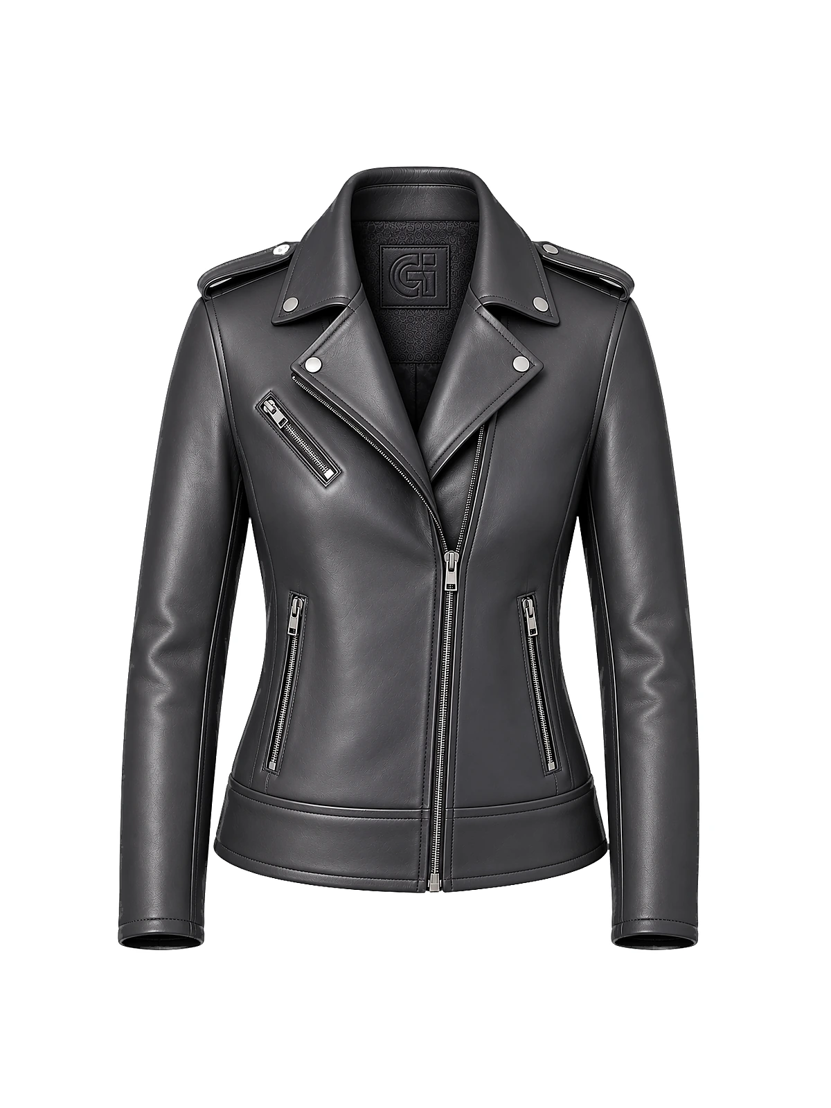Blouson biker femme cuir anthracite