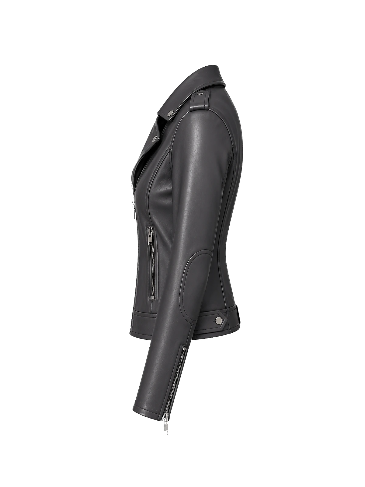 Blouson biker femme cuir anthracite – Image 3