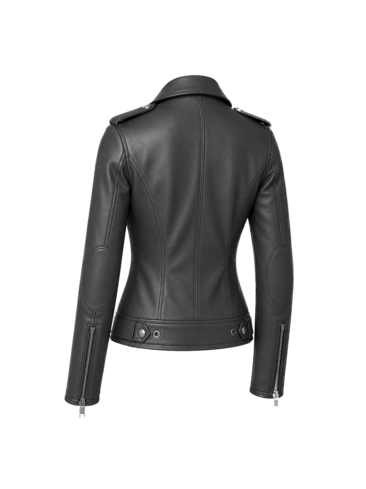 Blouson biker femme cuir anthracite – Image 4