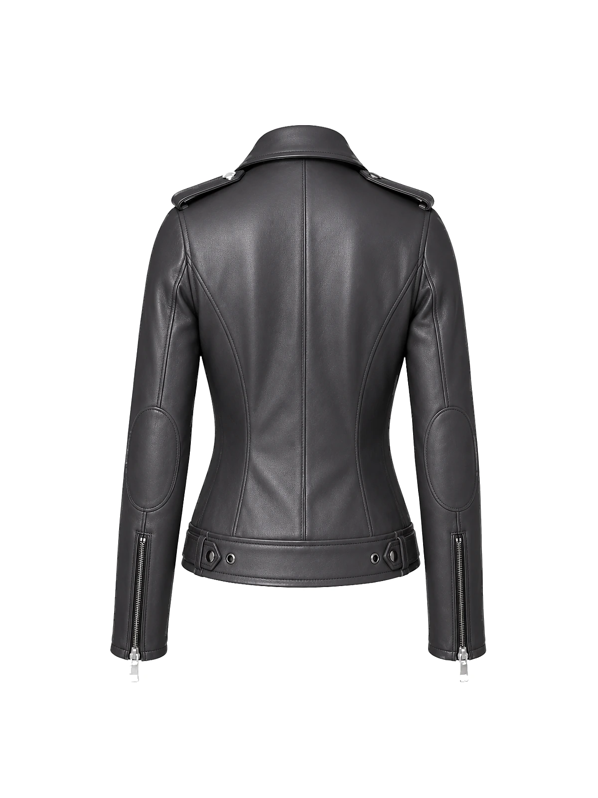 Blouson biker femme cuir anthracite – Image 5