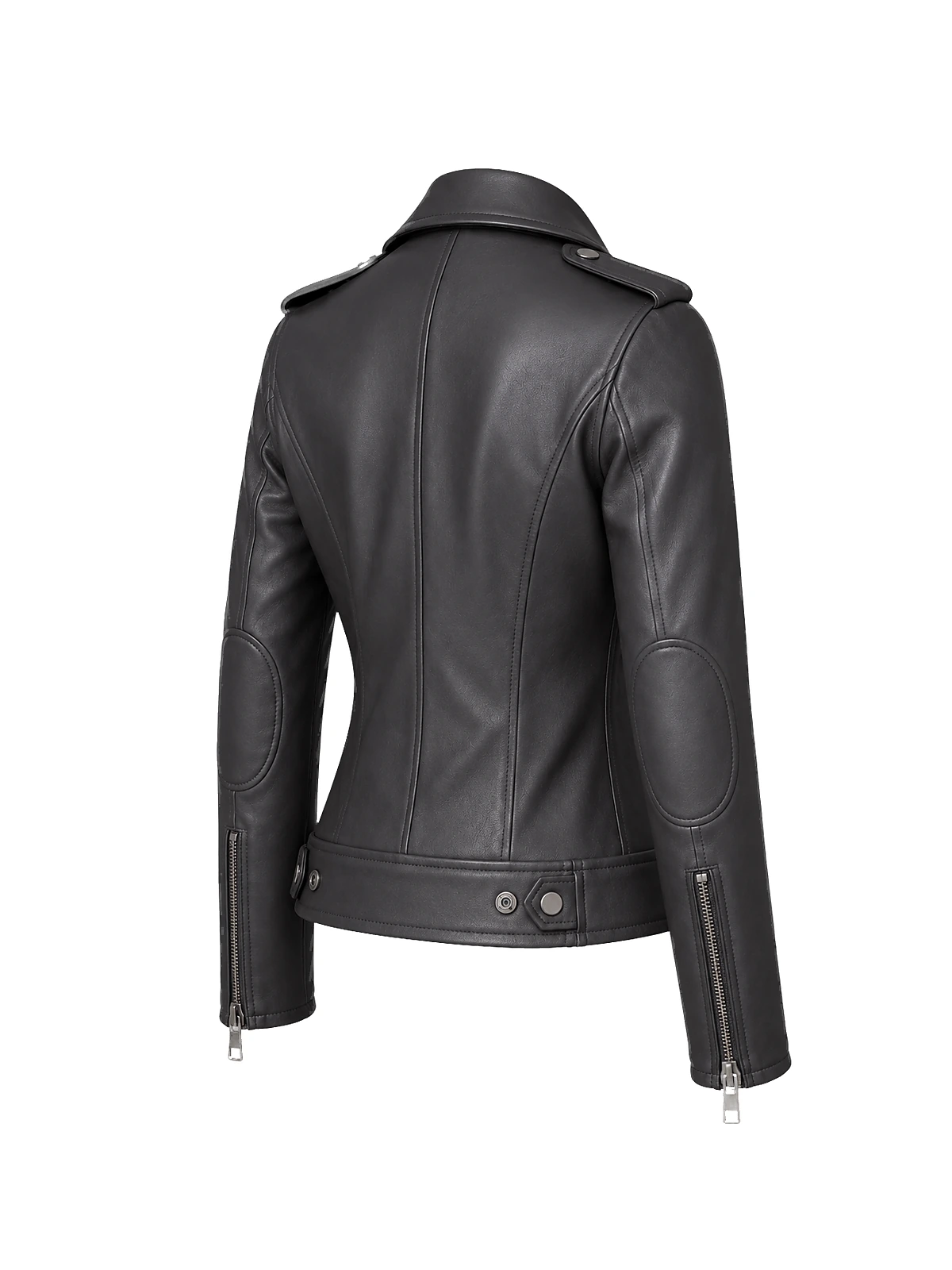 Blouson biker femme cuir anthracite – Image 6