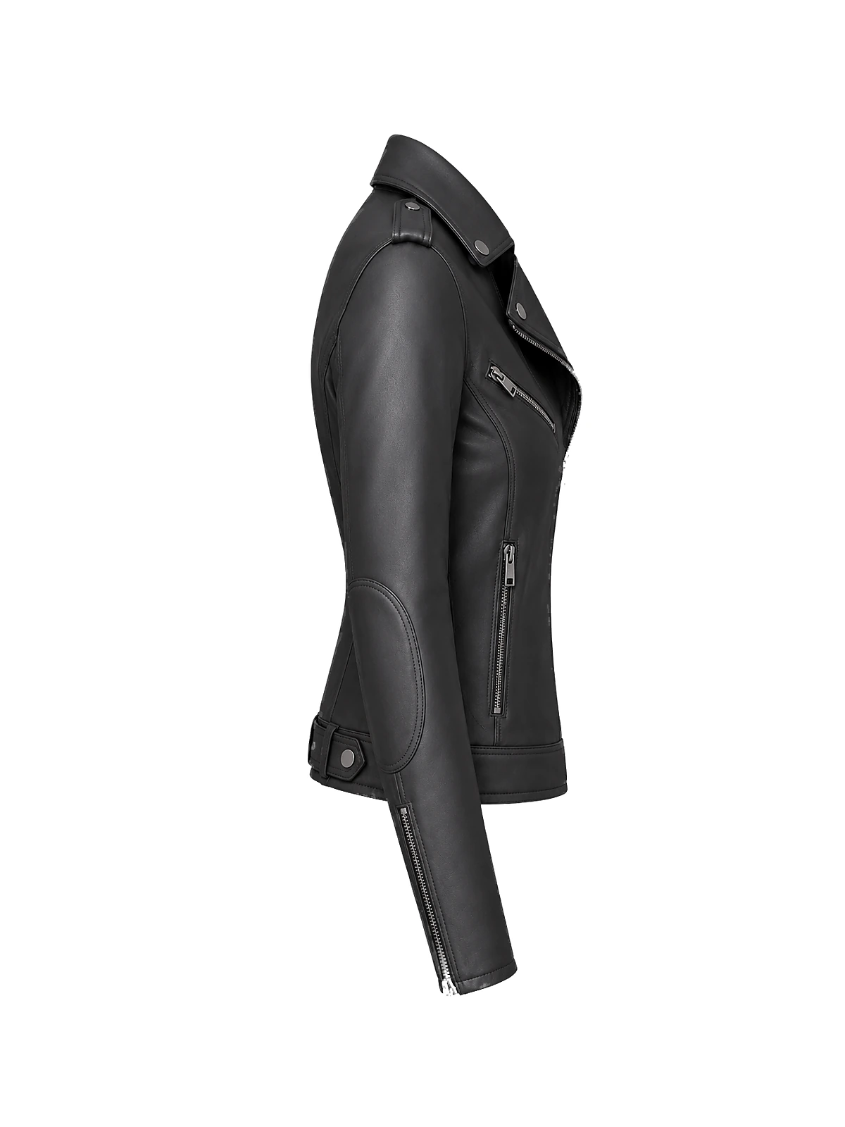 Blouson biker femme cuir anthracite – Image 7