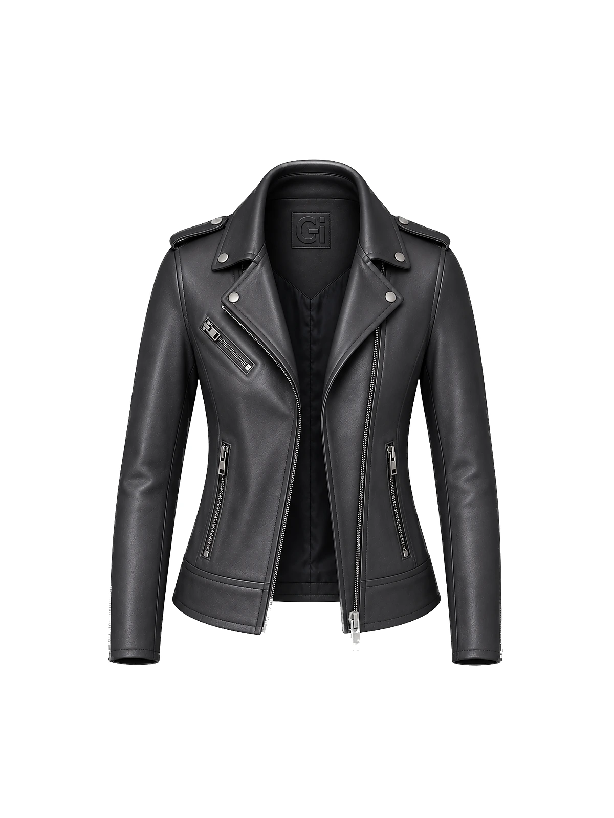 Blouson biker femme cuir anthracite – Image 9