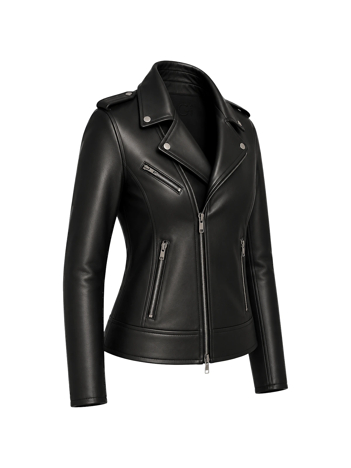 Blouson biker femme cuir noir – Image 2