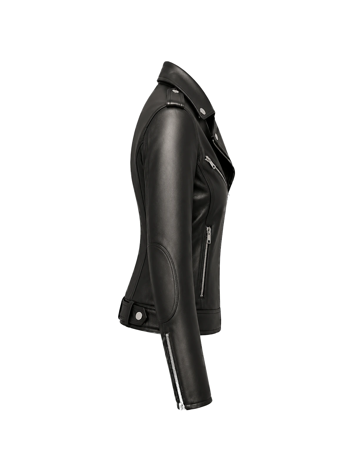 Blouson biker femme cuir noir – Image 3