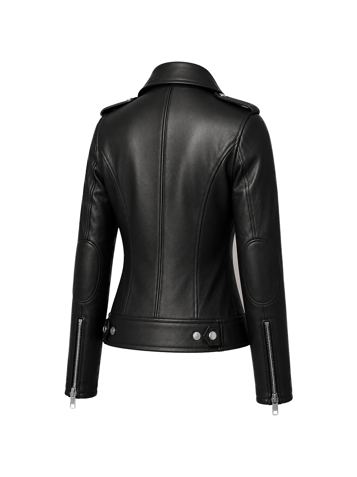 Blouson biker femme cuir noir – Image 4