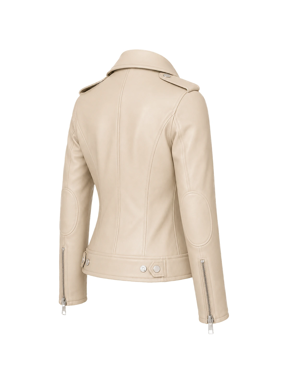 Blouson biker femme cuir taupe – Image 4