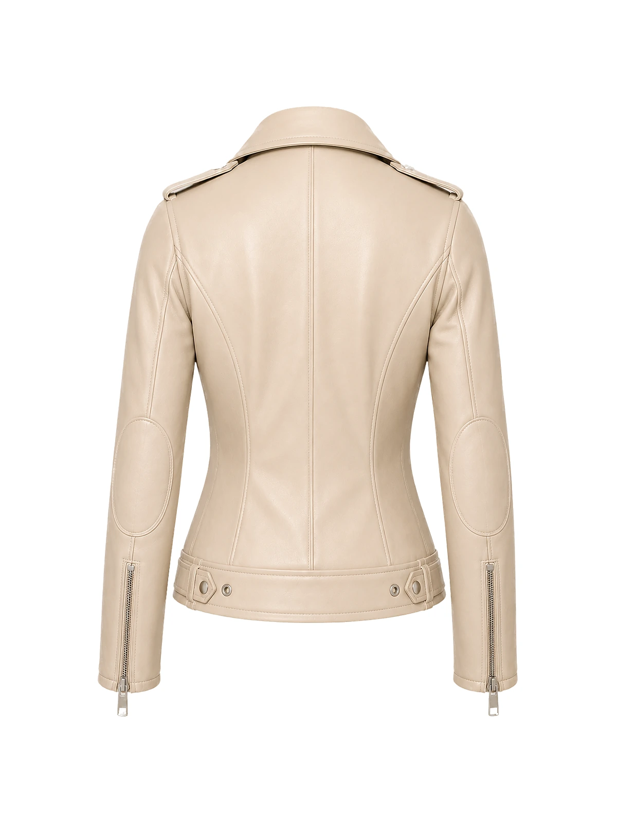 Blouson biker femme cuir taupe – Image 5