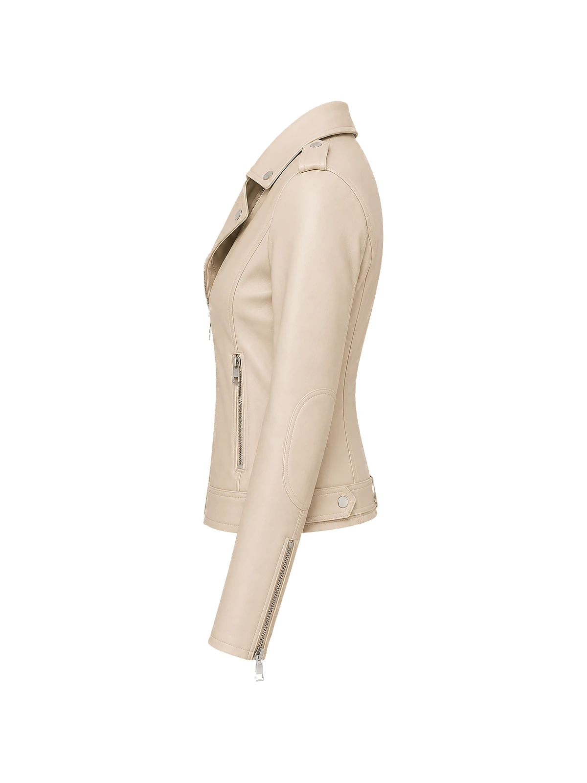 Blouson biker femme cuir taupe – Image 6