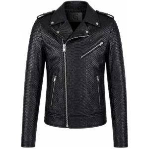 Blouson Biker Homme Python Noir
