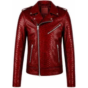 Blouson Biker Homme Python Rouge Joaillerie